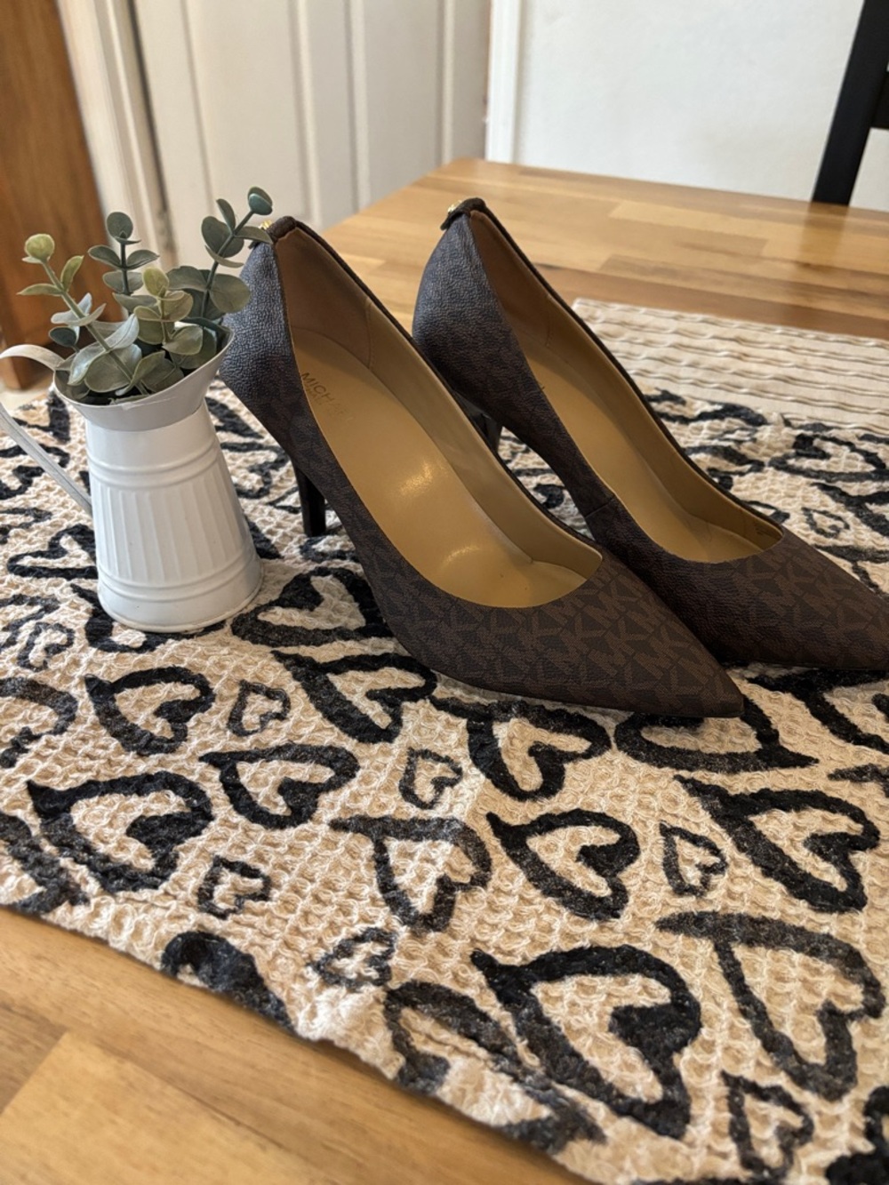 Michael Kors Brown MK Monogram Pointed-Toe Pumps